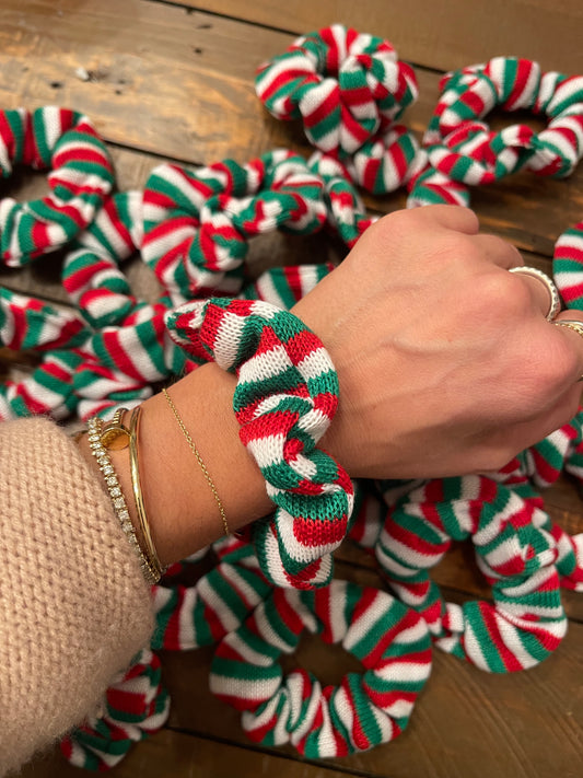 Holiday Knit Stripe Scrunchie