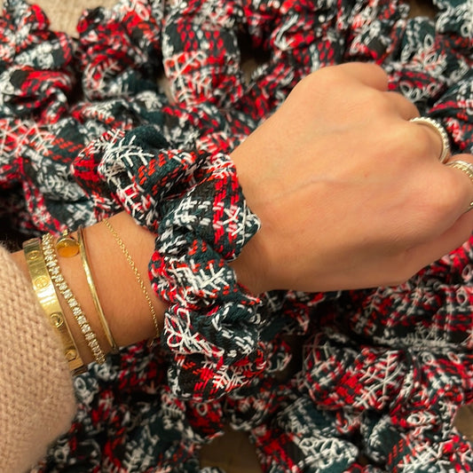 Knit Snowflake Scrunchie