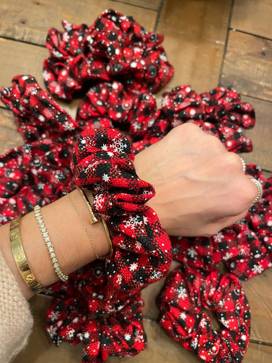 Plaid Snowflake Scrunchie