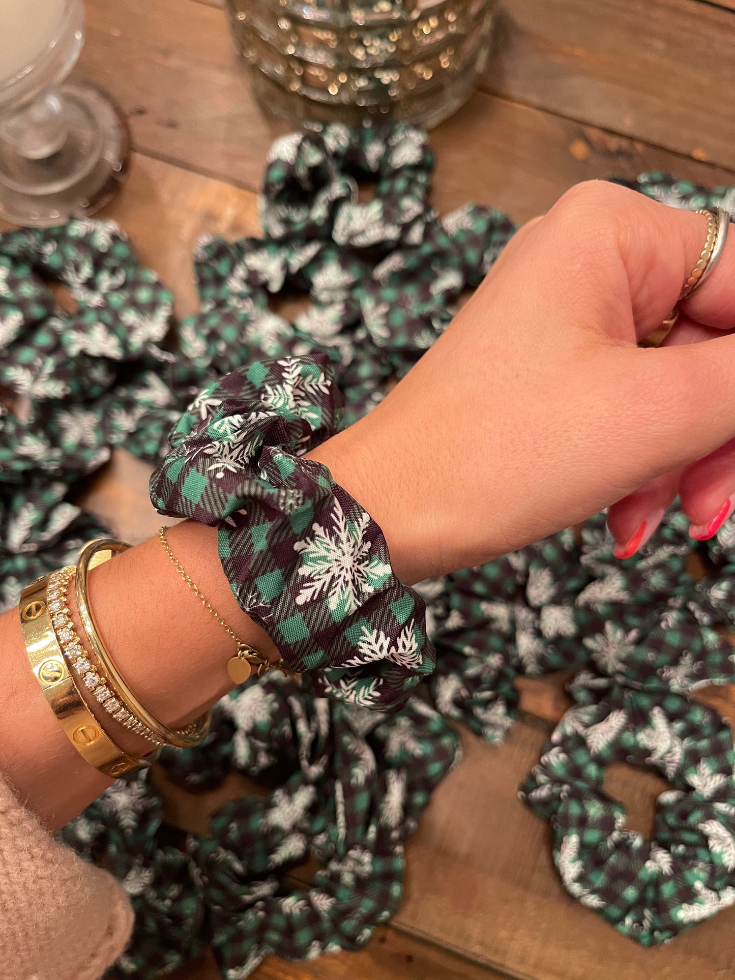 Plaid Snowflake Scrunchie